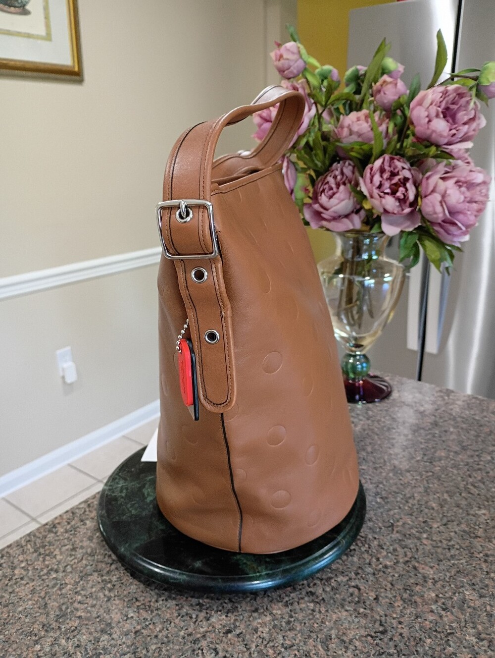 NWT Coach Limited Edition Saddle Dot Leather Duffle Bucket - Picture 6 of 16